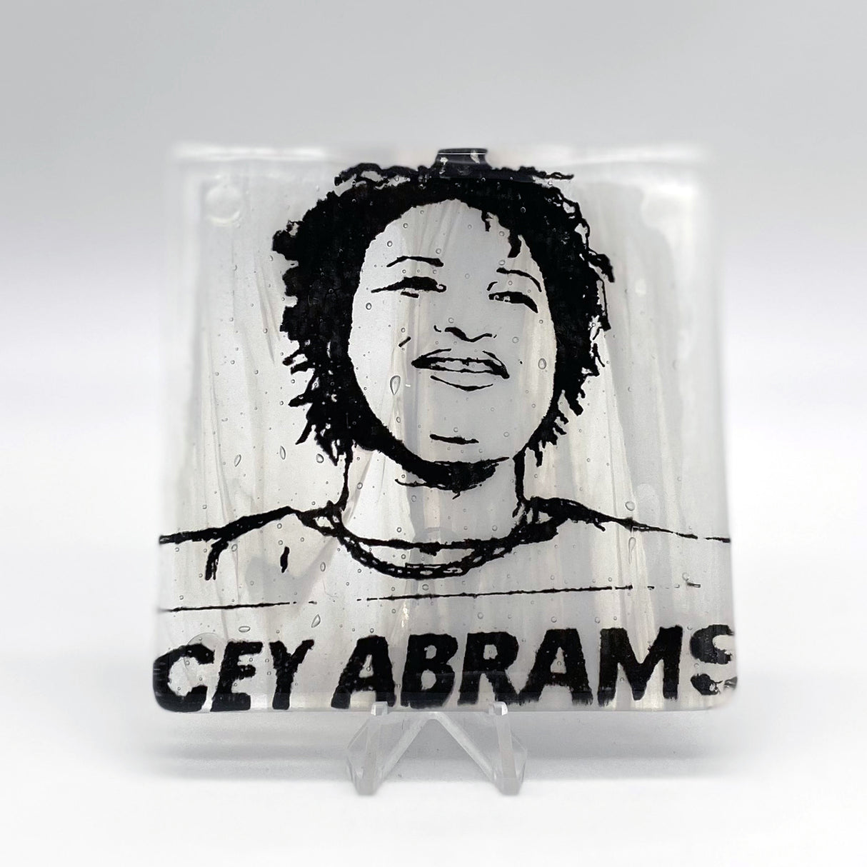 Stacey Abrams  Fused Glass 4" Single Coaster