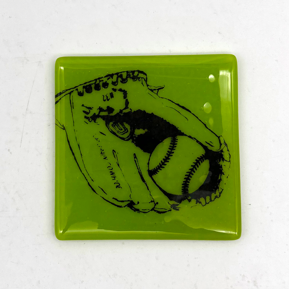 Baseball  Fused Glass 4" Single Coaster