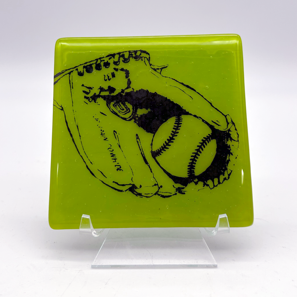 Baseball  Fused Glass 4" Single Coaster