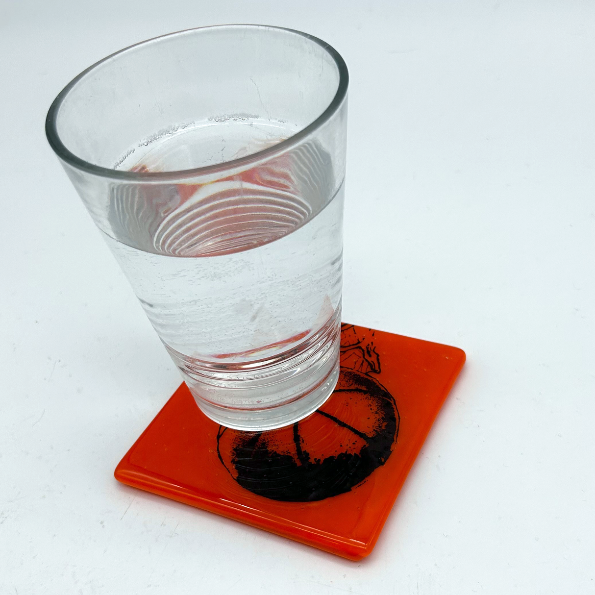 Basketball Fused Glass 4" Single Coaster