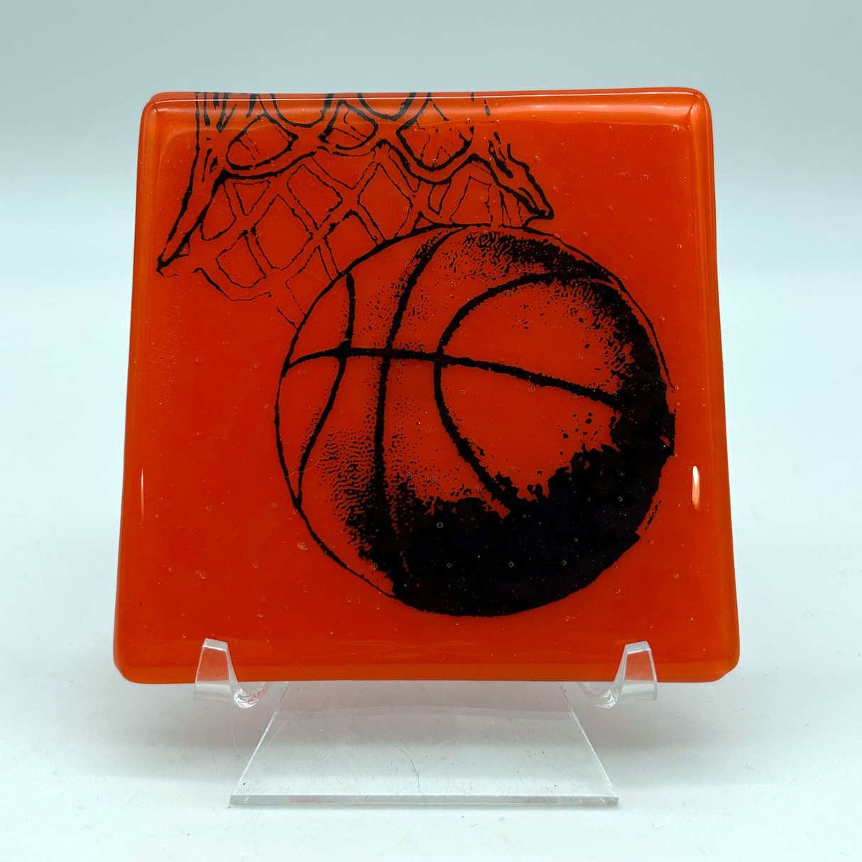 Basketball Fused Glass 4" Single Coaster