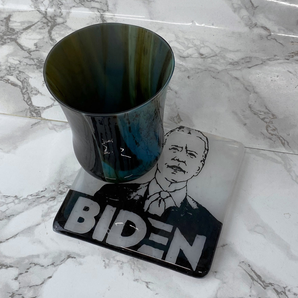 Joe Biden Fused Glass 4" Single Coaster