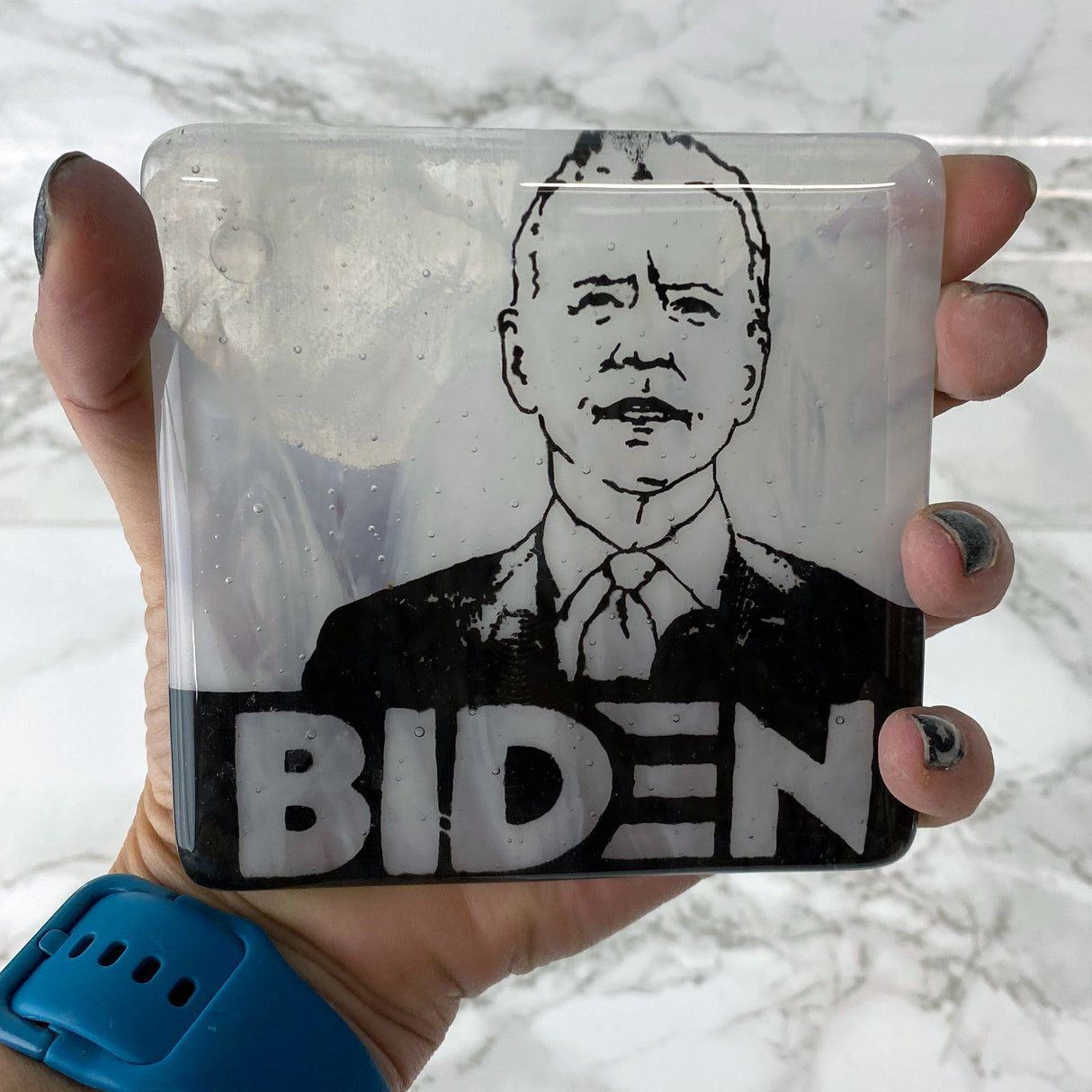 Joe Biden Fused Glass 4" Single Coaster