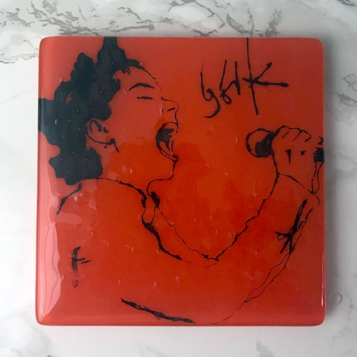 Bjork Fused Glass 4" Single Coaster
