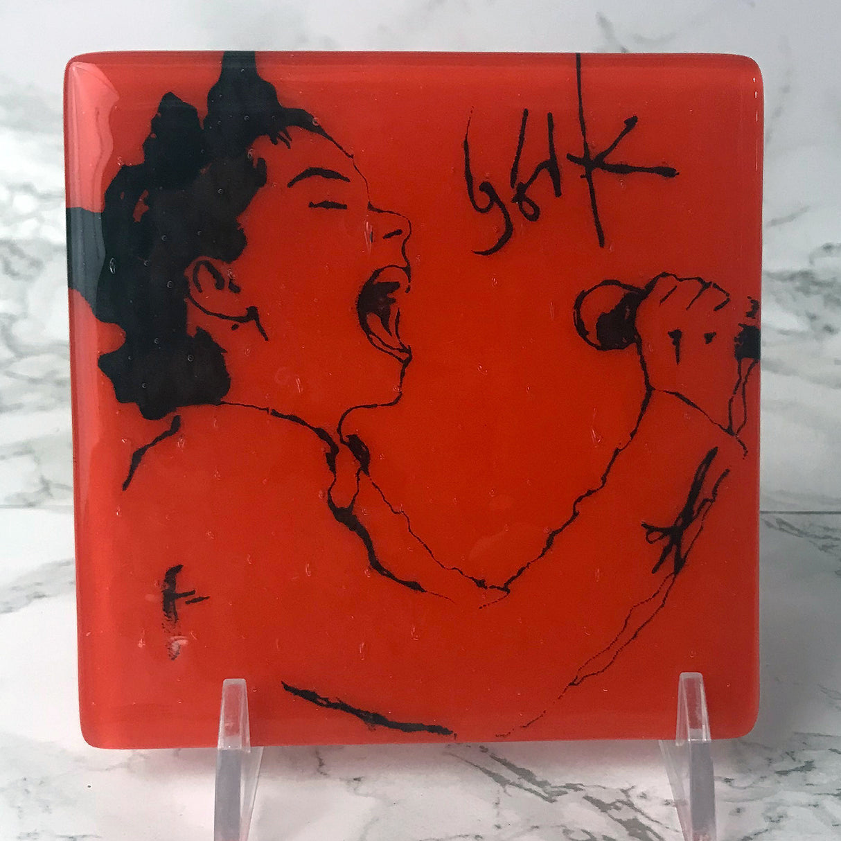 Bjork Fused Glass 4" Single Coaster