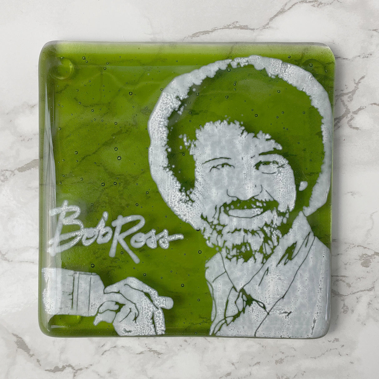 Bob Ross  Fused Glass 4" Single Coaster