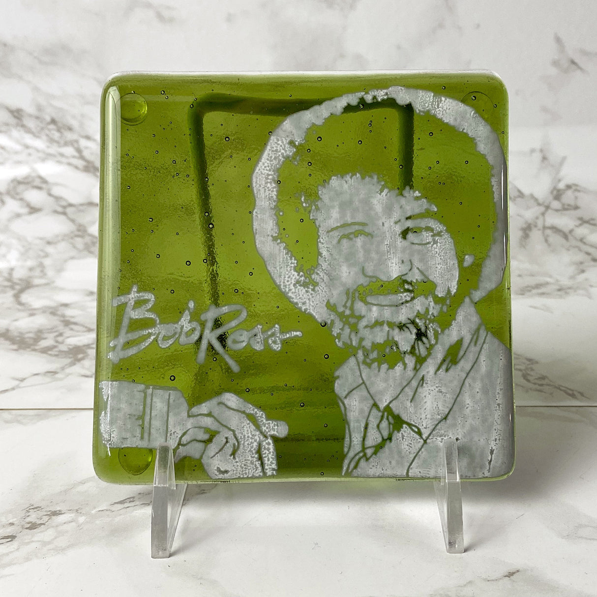Bob Ross  Fused Glass 4" Single Coaster