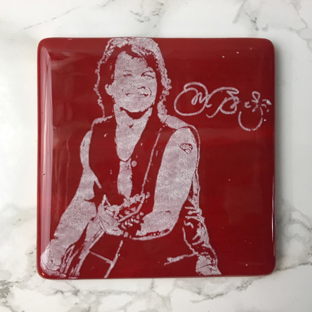 Jon Bon Jovi Fused Glass 4" Single Coaster