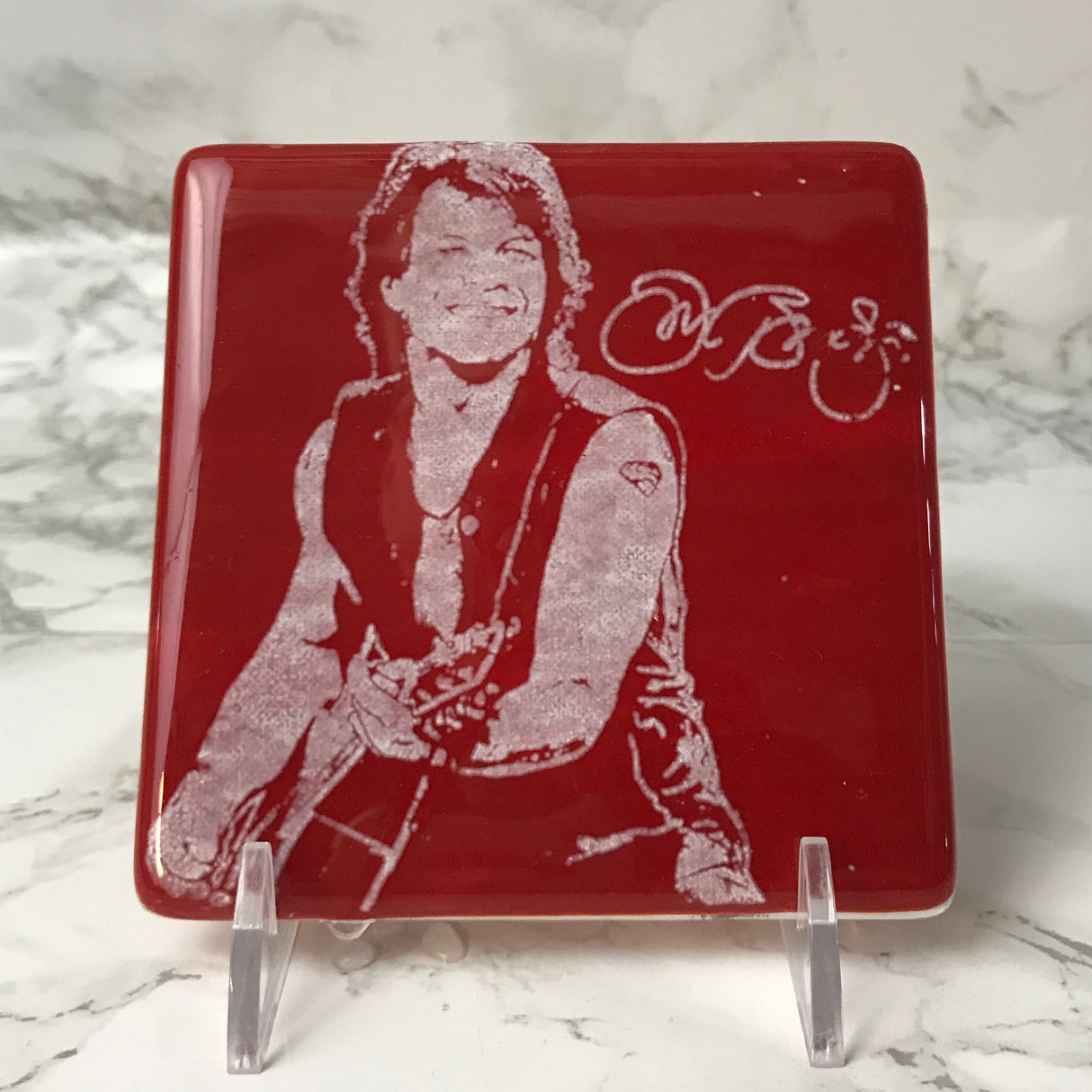 Jon Bon Jovi Fused Glass 4" Single Coaster