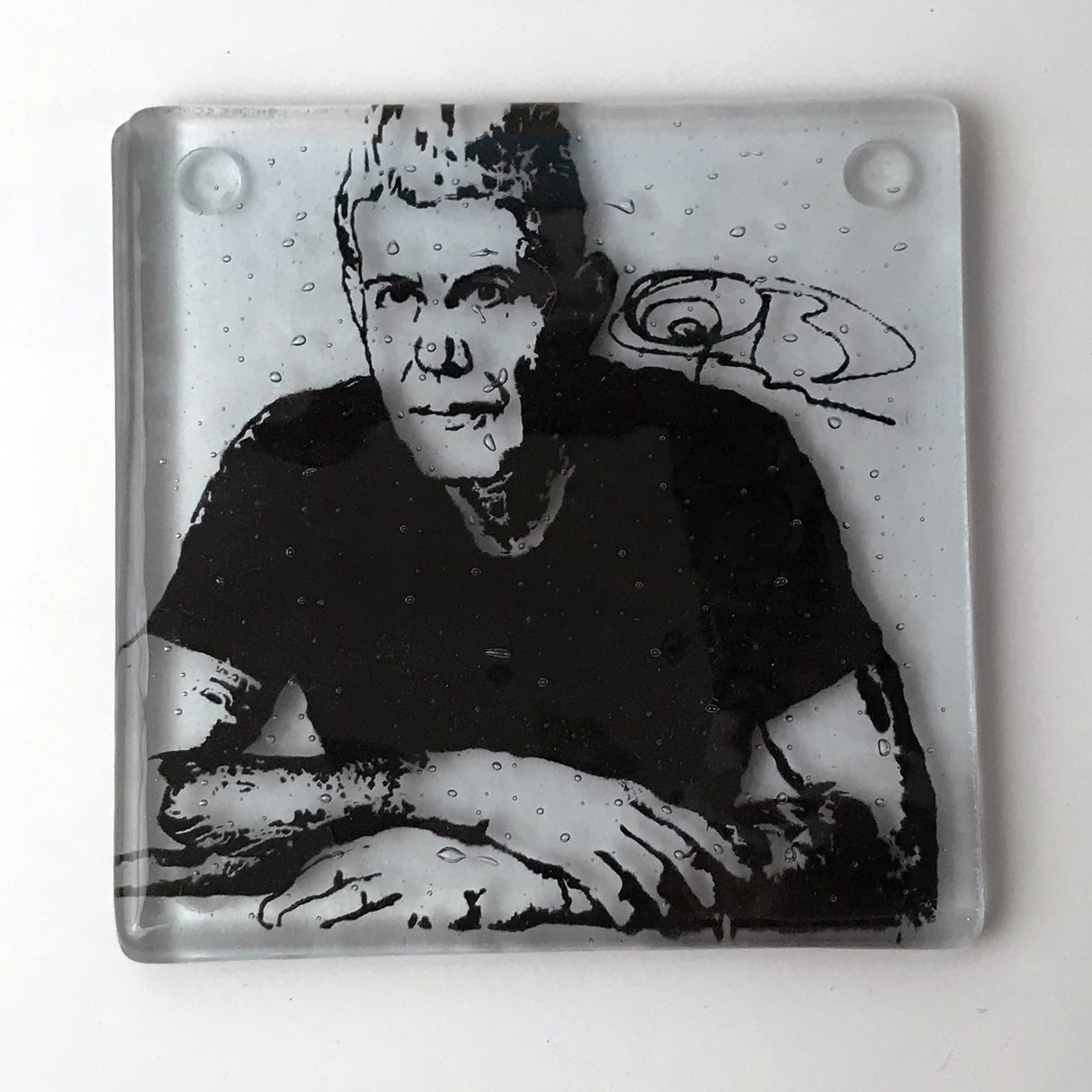 Anthony Bourdain Fused Glass 4" Single Coaster