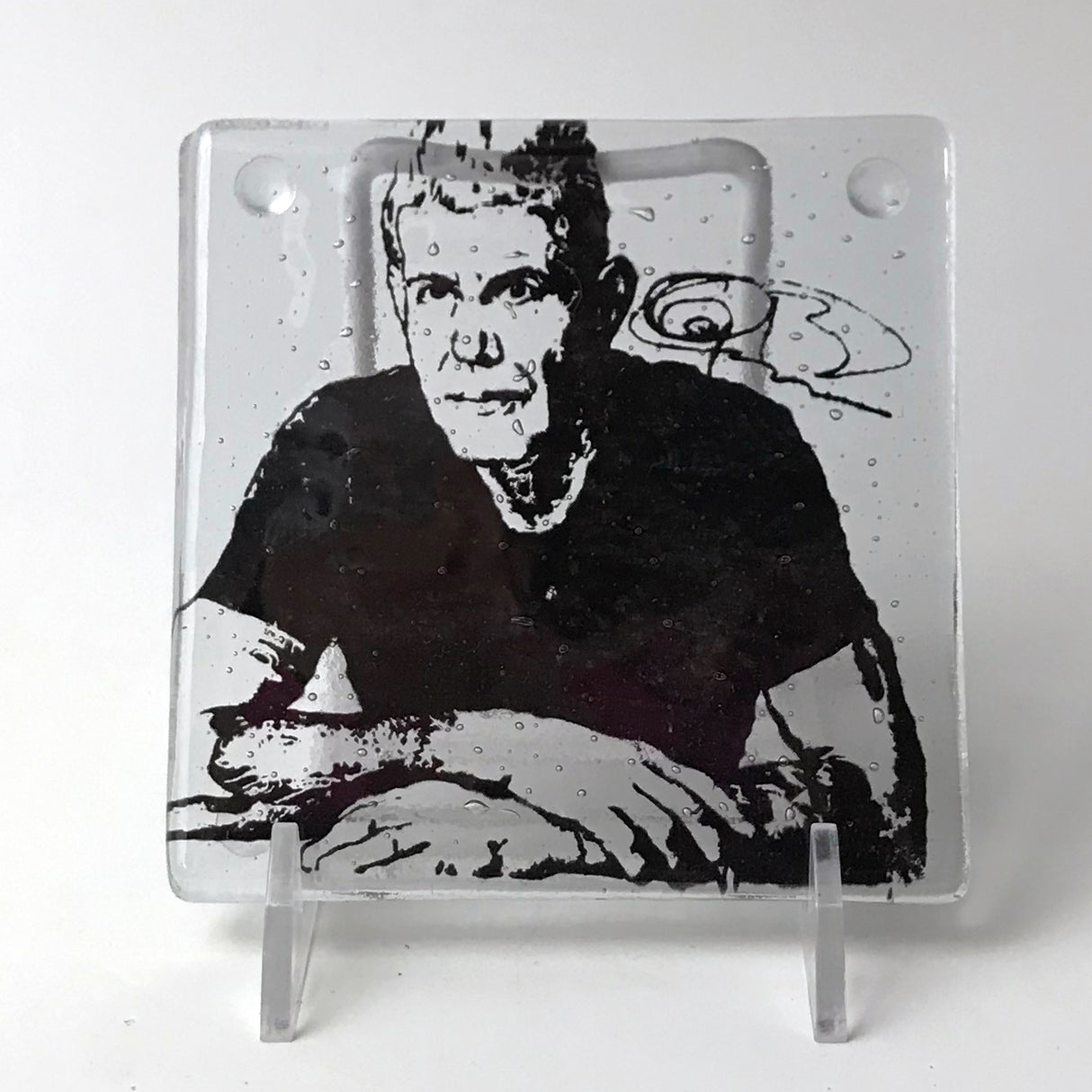 Anthony Bourdain Fused Glass 4" Single Coaster