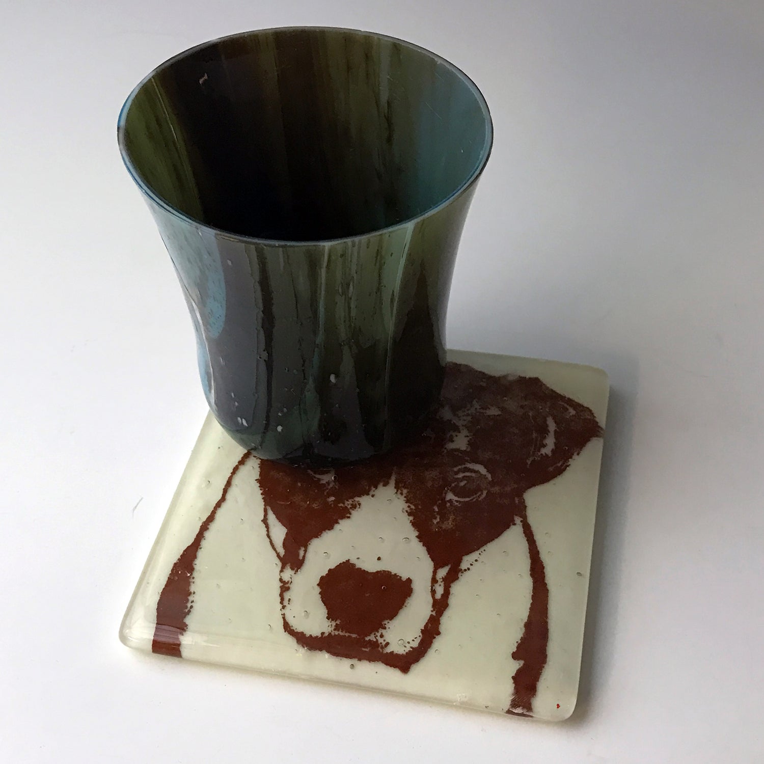 Bully Dog (Ruby) Fused Glass 4" Single Coaster