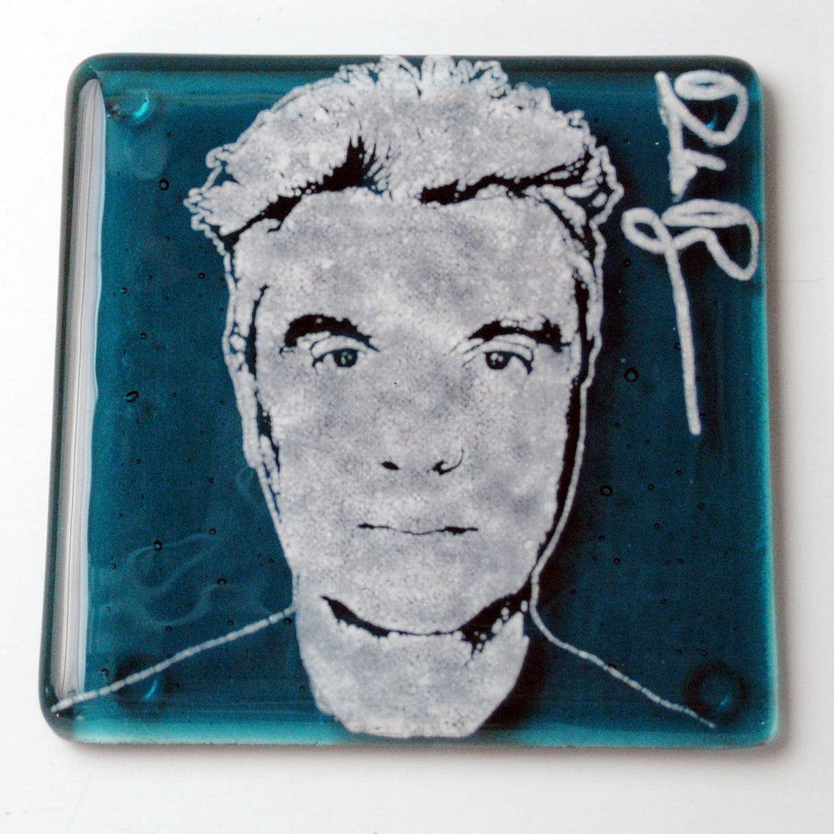 David Byrne Fused Glass 4" Single Coaster