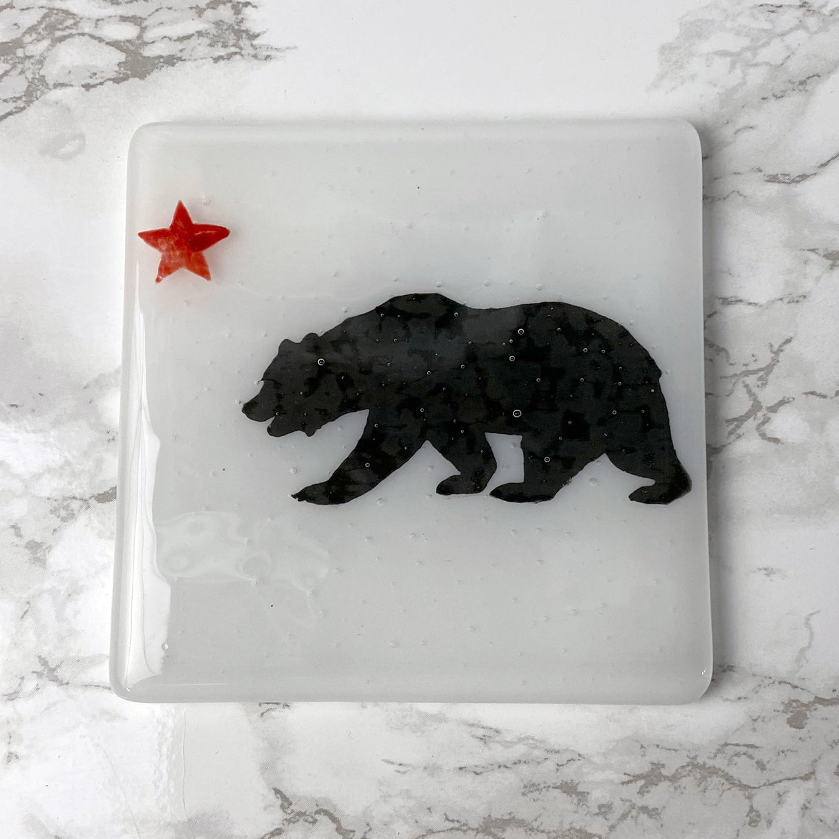 California State Flag Fused Glass 4" Single Coaster - made to order