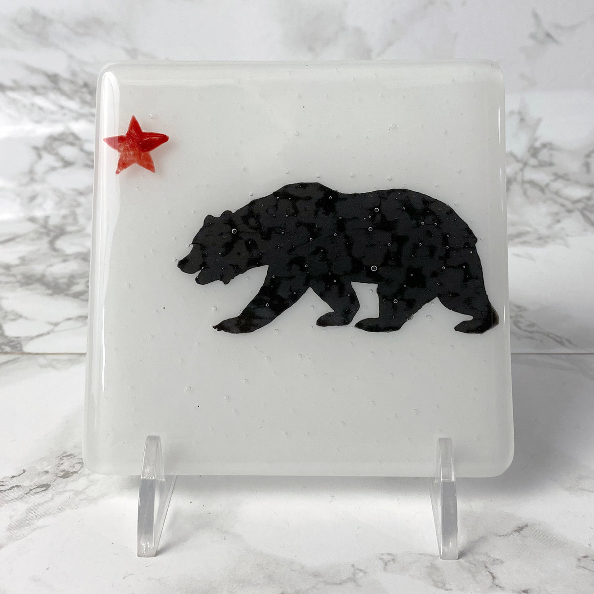 California State Flag Fused Glass 4" Single Coaster - made to order