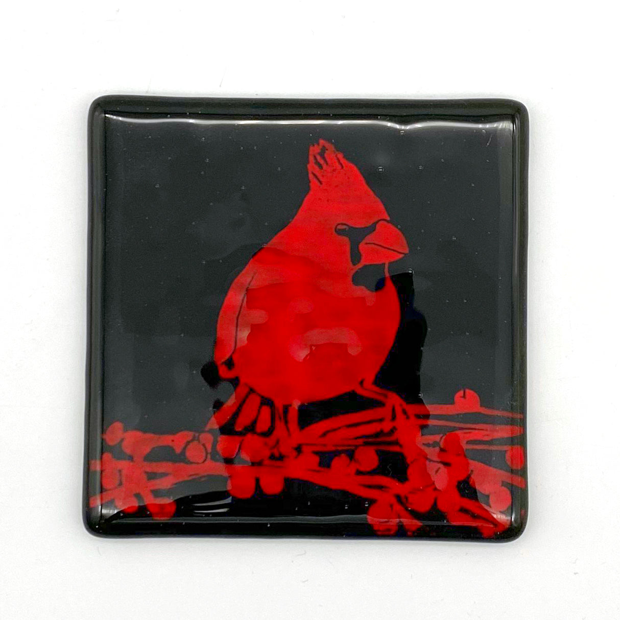 Birds | Cardinal Fused Glass 4" Single Coaster