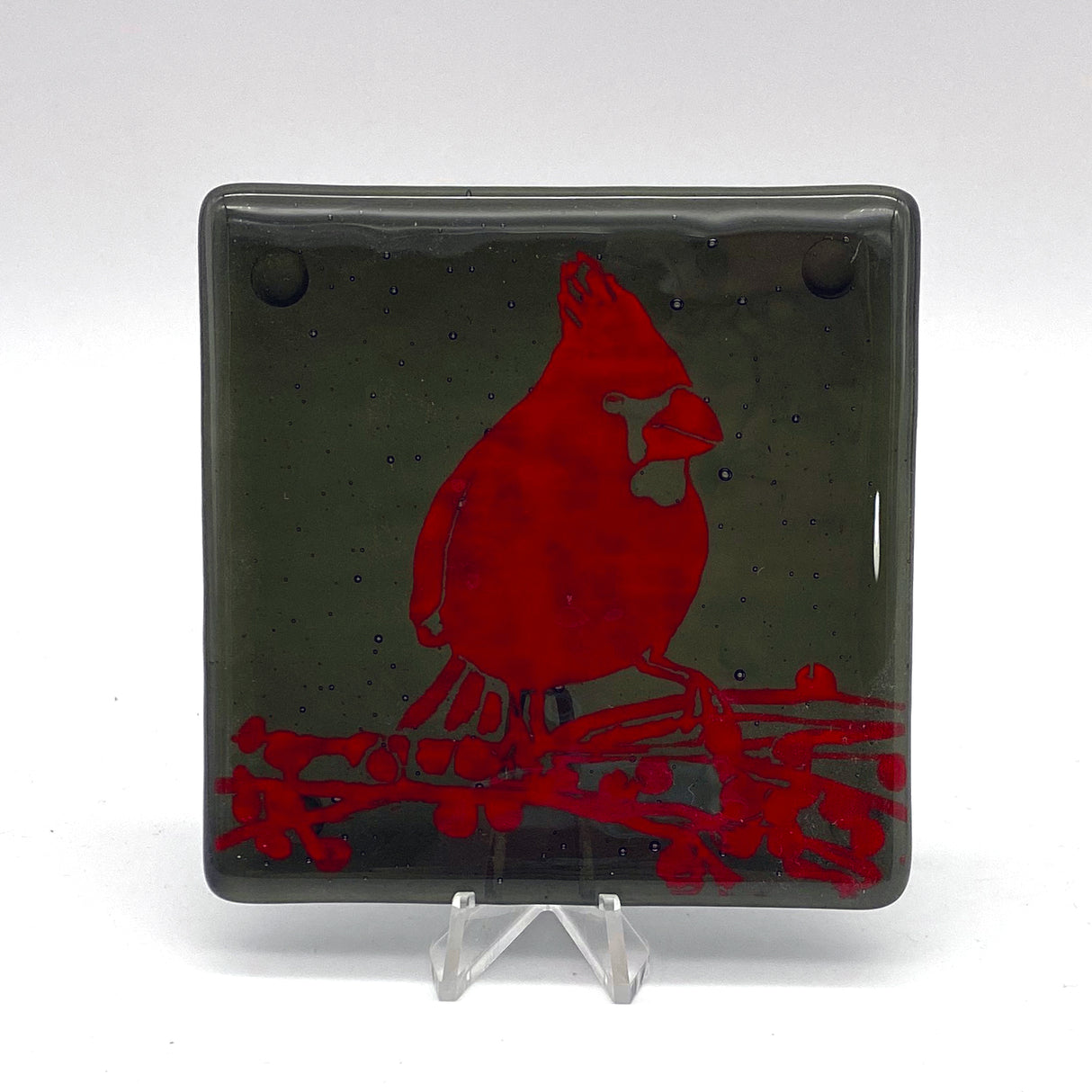 Birds | Cardinal Fused Glass 4" Single Coaster