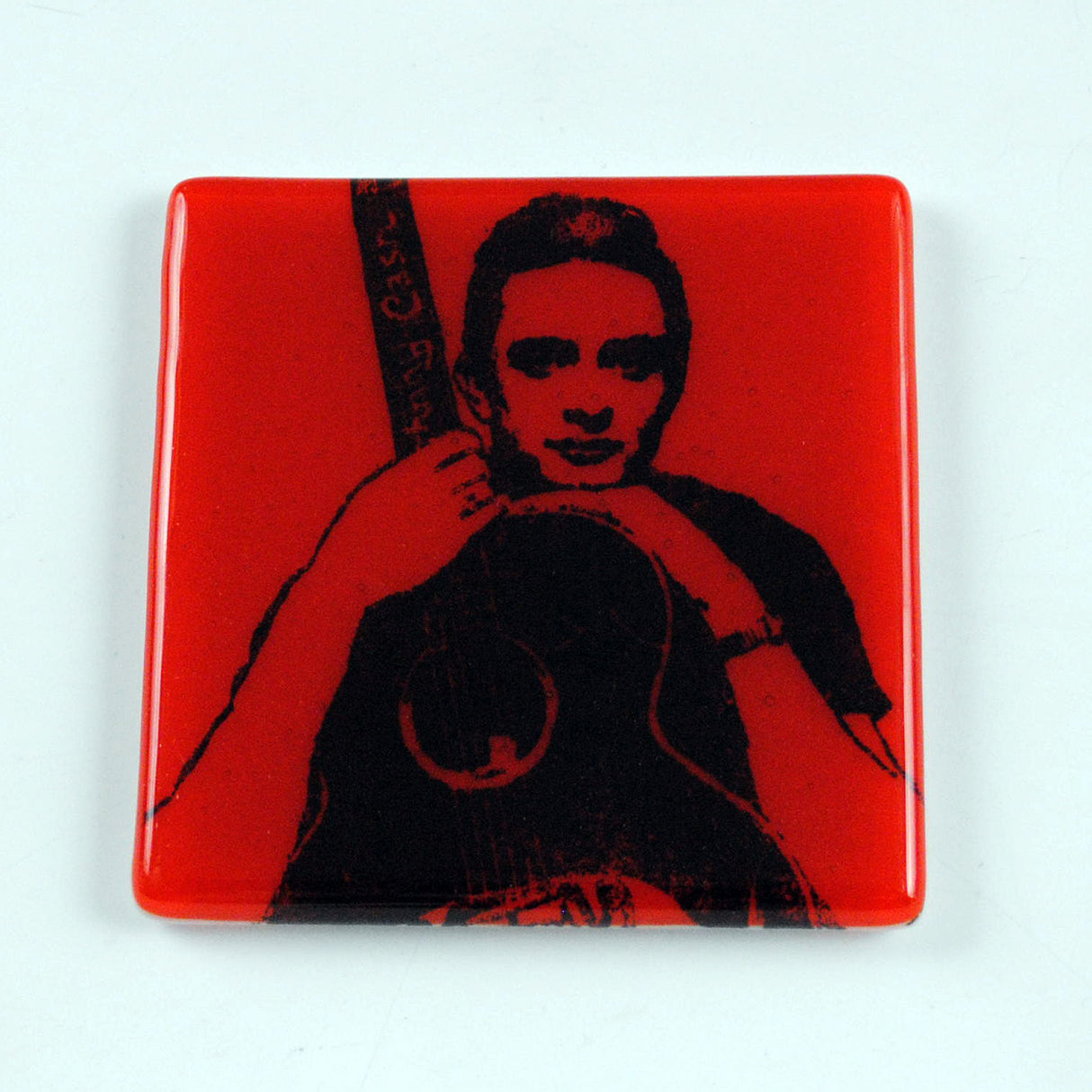 Johnny Cash Fused Glass 4" Single Coaster