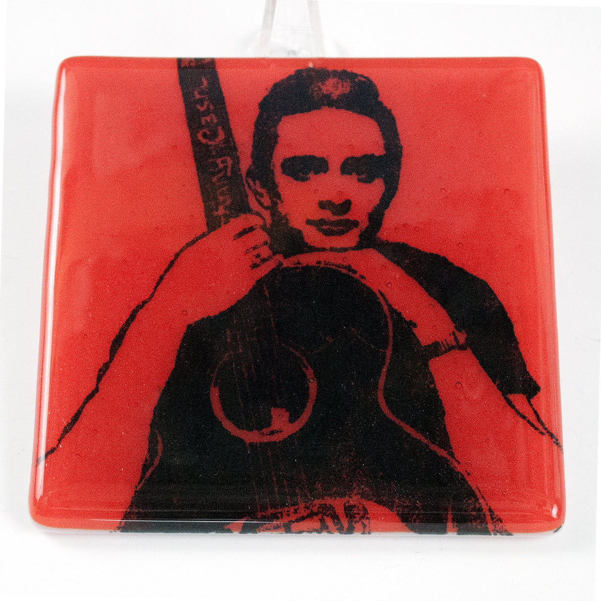 Johnny Cash Fused Glass 4" Single Coaster