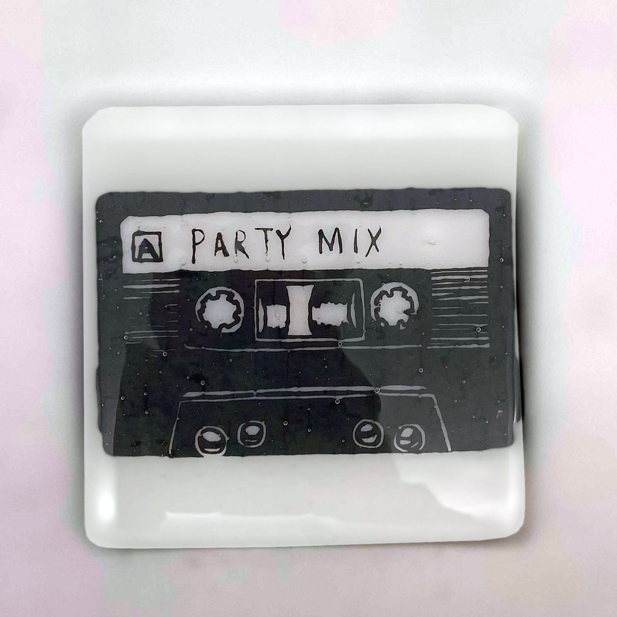 Cassette Party Mix Fused Glass 4" Single Coaster