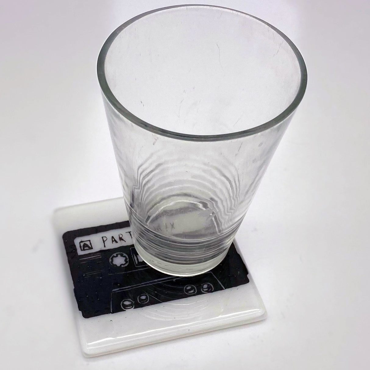 Cassette Party Mix Fused Glass 4" Single Coaster
