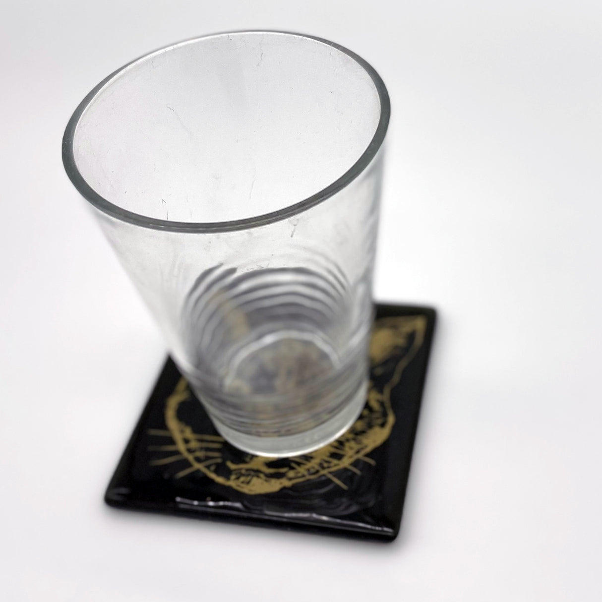 Black Cat Fused Glass 4" Single Coaster