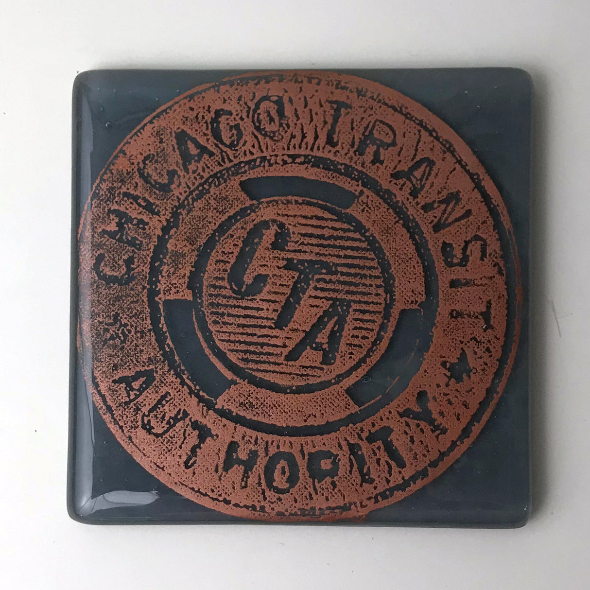 Chicago CTA Token Fused Glass 4" Single Coaster
