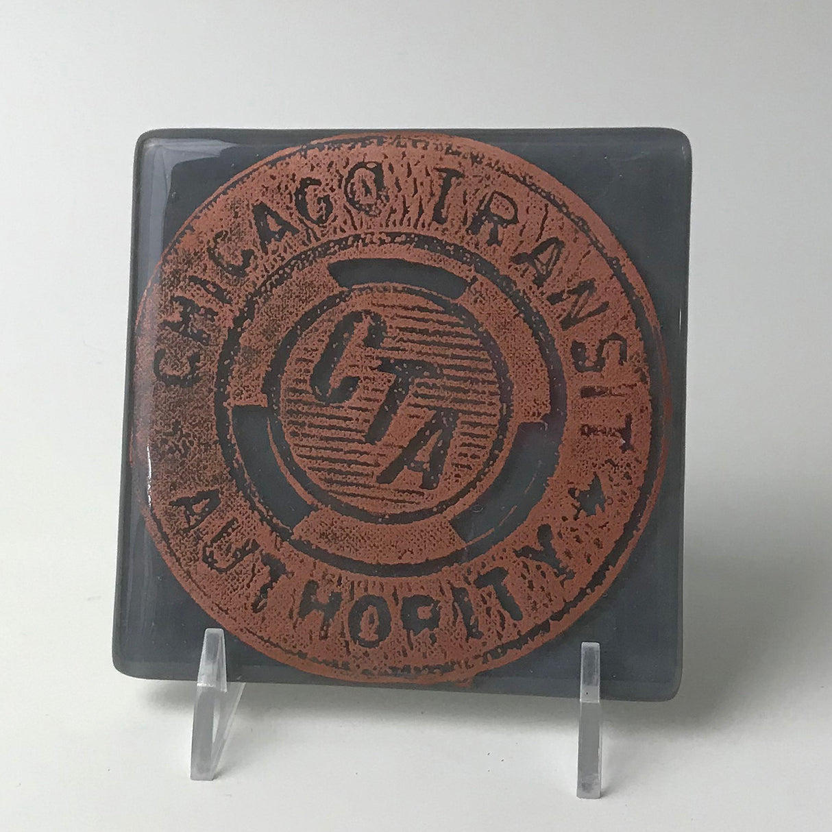 Chicago CTA Token Fused Glass 4" Single Coaster
