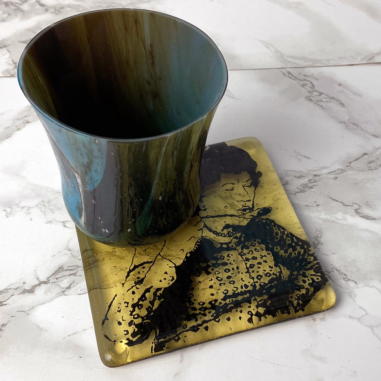 Julia Child Fused Glass 4" Single Coaster