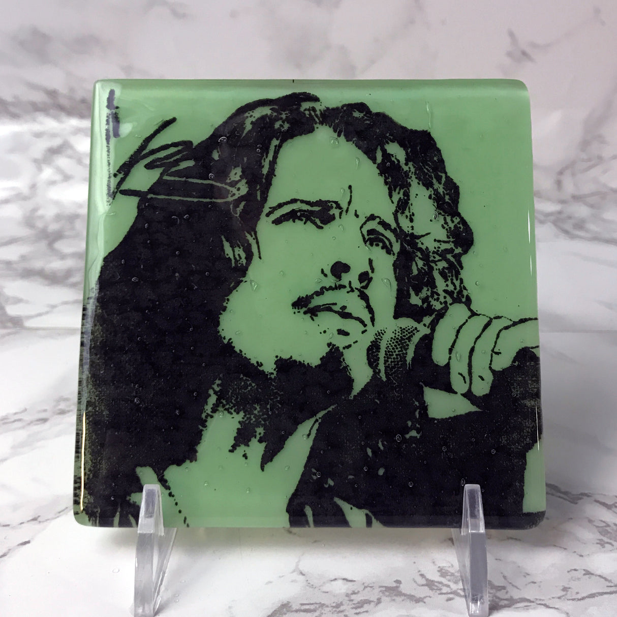 Chris Cornell Fused Glass 4" Single Coaster