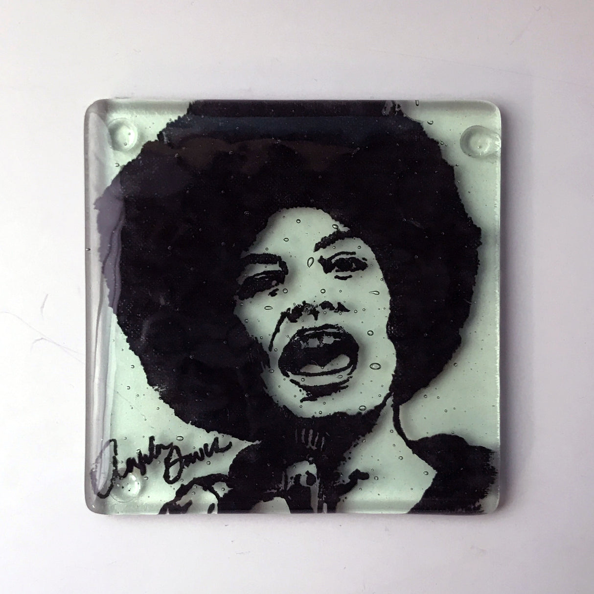 Angela Davis Fused Glass 4" Single Coaster