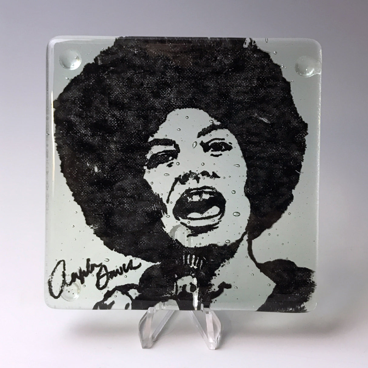 Angela Davis Fused Glass 4" Single Coaster