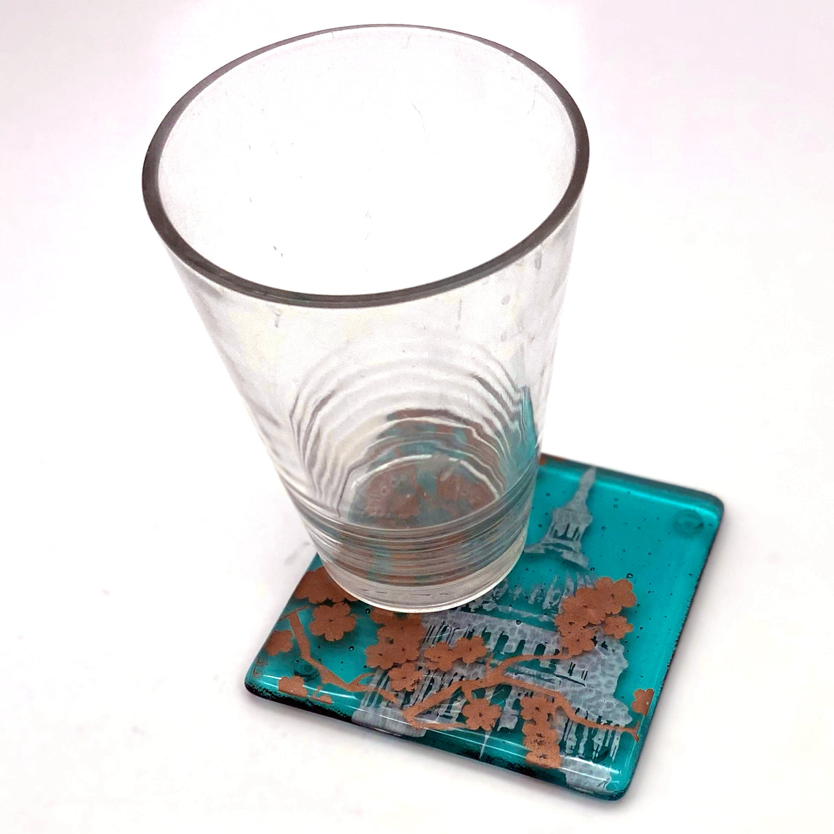 Washington DC Cherry Blossom Fused Glass 4" Single Coaster