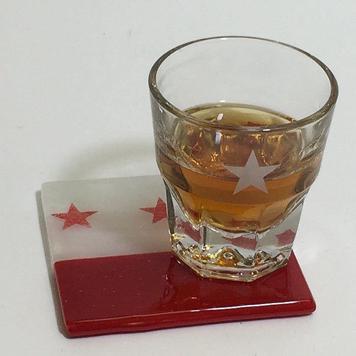 Washington DC Flag Fused Glass 4" Single Coaster - made to order