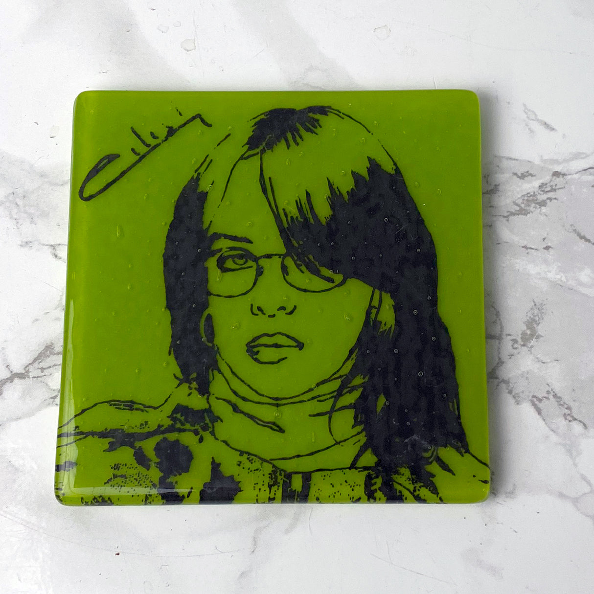 Billie Eilish Fused Glass 4" Single Coaster