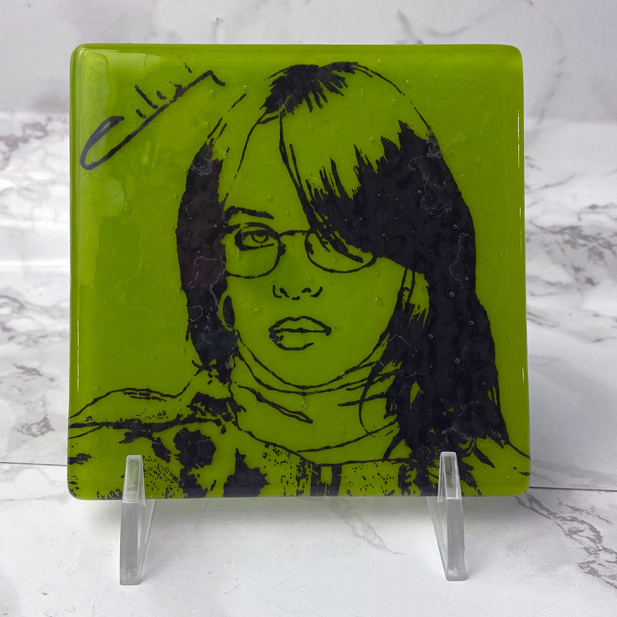 Billie Eilish Fused Glass 4" Single Coaster