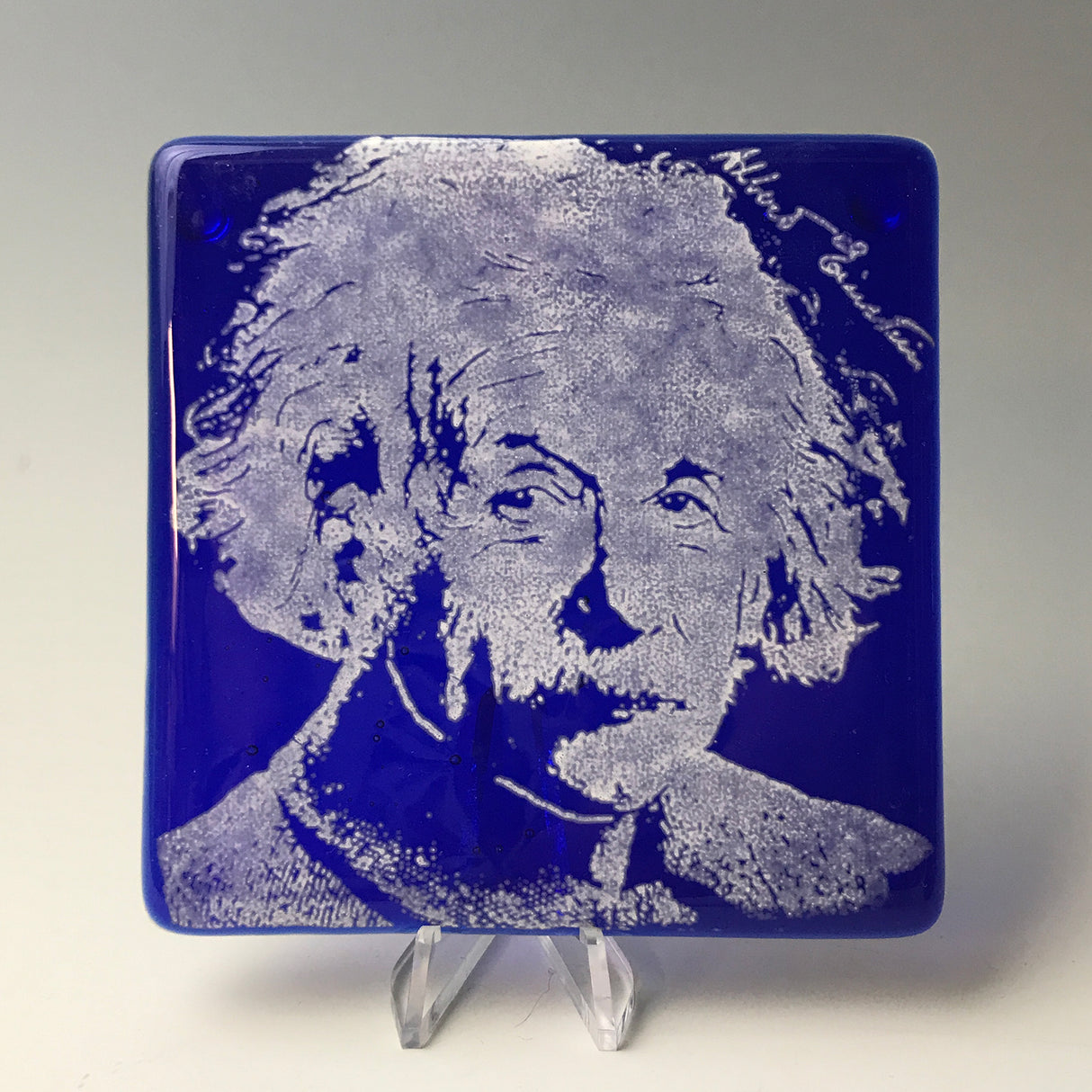 Albert Einstein Fused Glass 4" Single Coaster