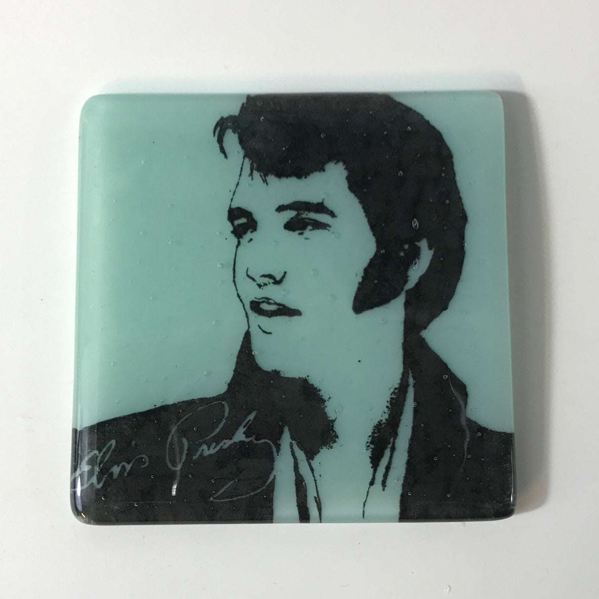 Elvis (Sideburns) Fused Glass 4" Single Coaster