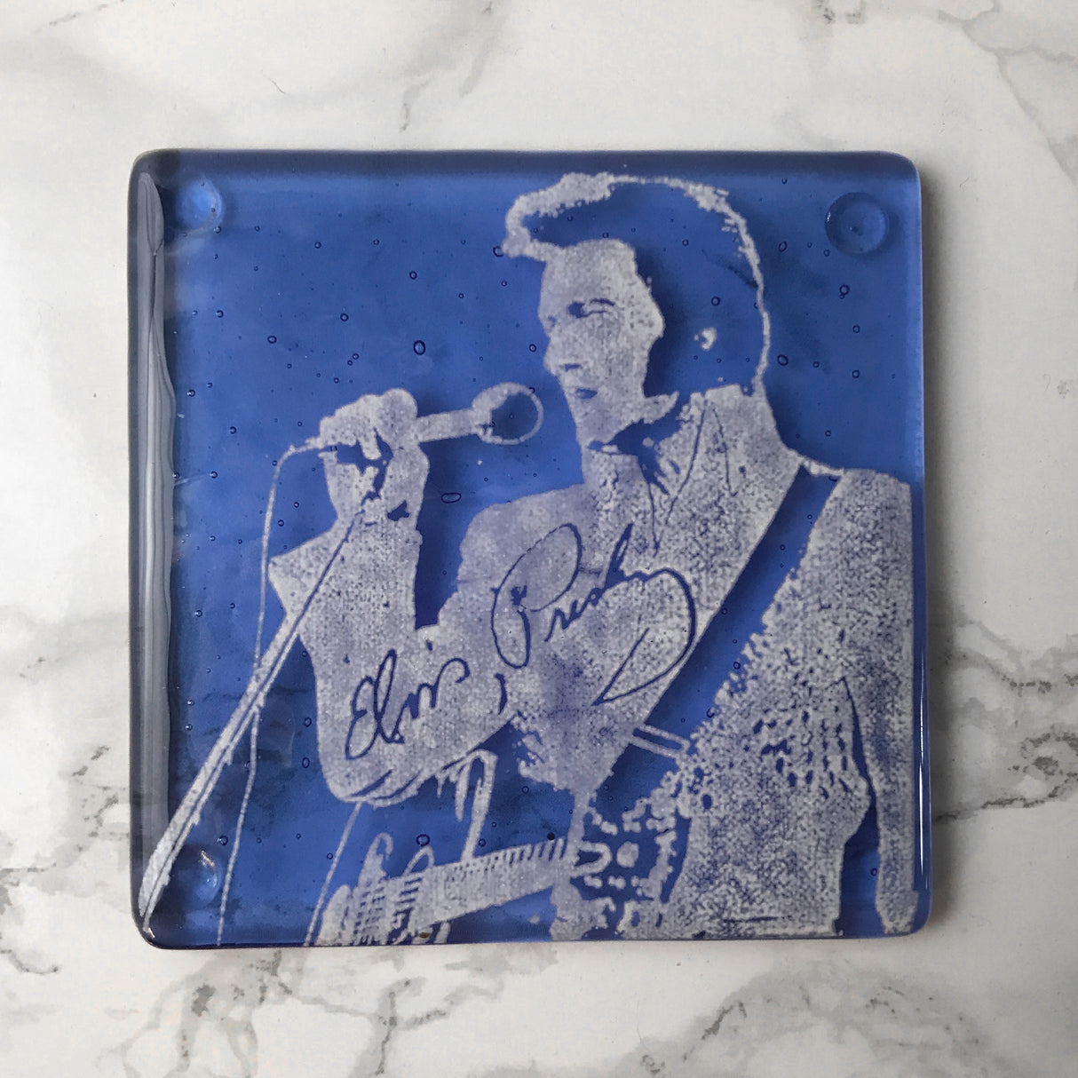 Elvis (Vegas) Fused Glass 4" Single Coaster