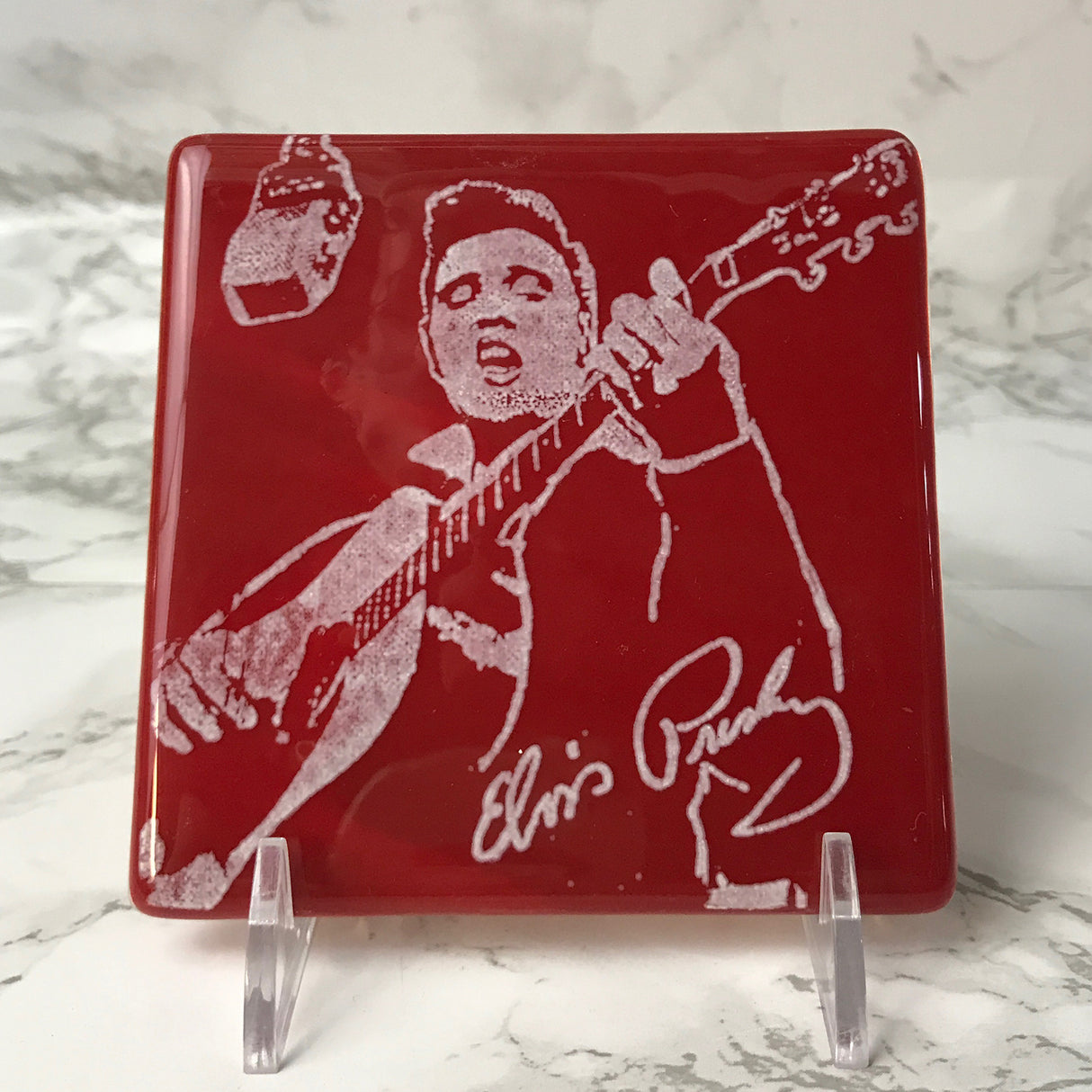 Elvis (Young) Fused Glass 4" Single Coaster