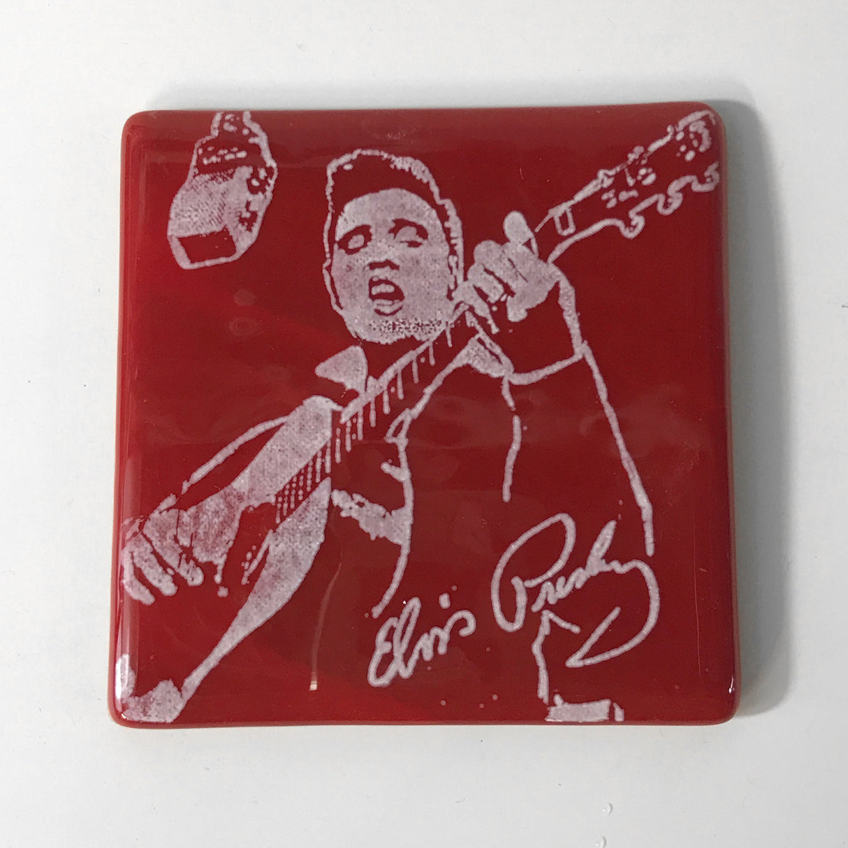 Elvis (Young) Fused Glass 4" Single Coaster