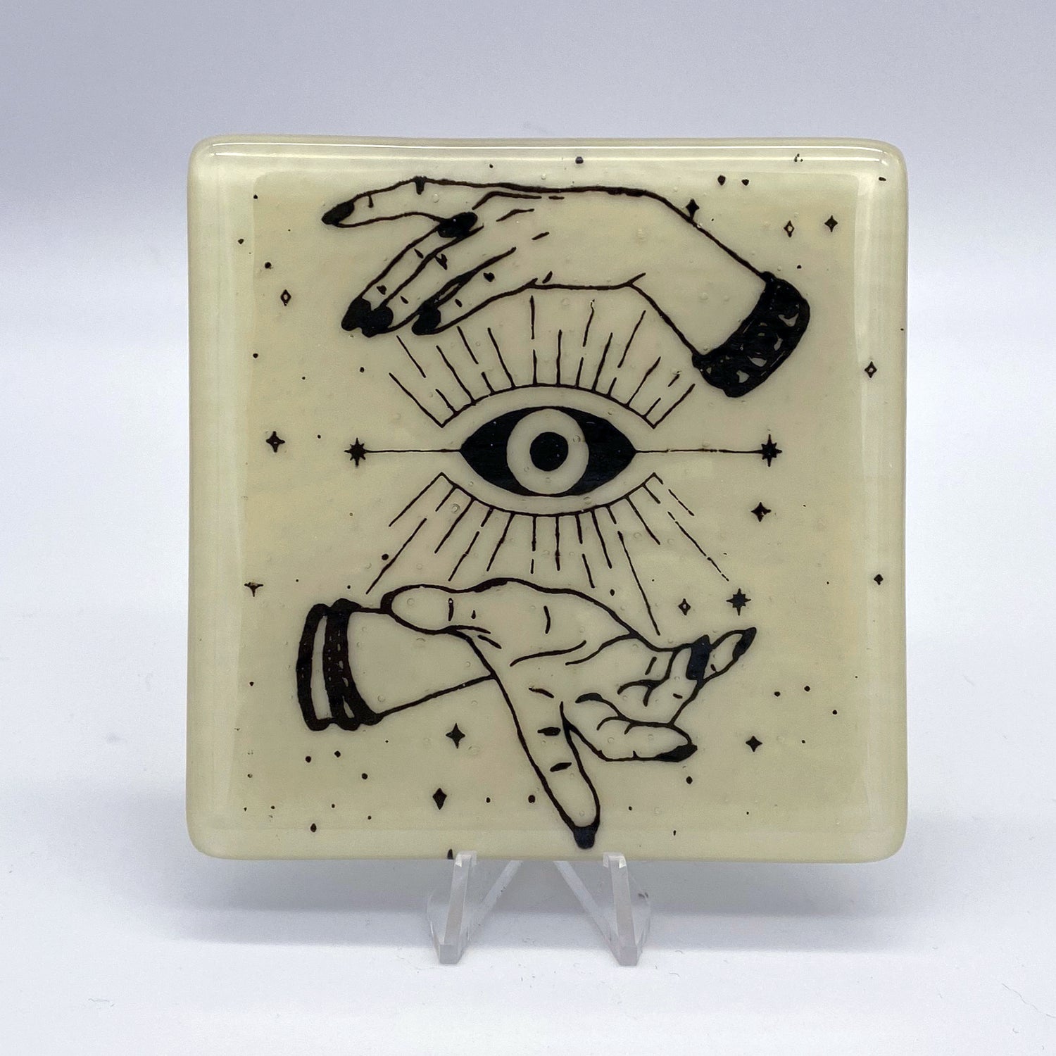 Evil Eye Mystical Fused Glass 4" Single Coaster