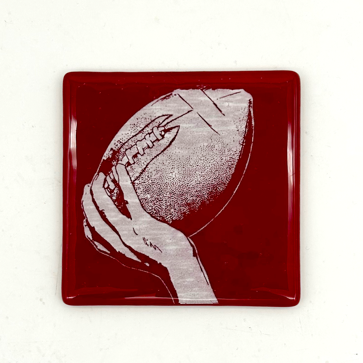 Football Fused Glass 4" Single Coaster