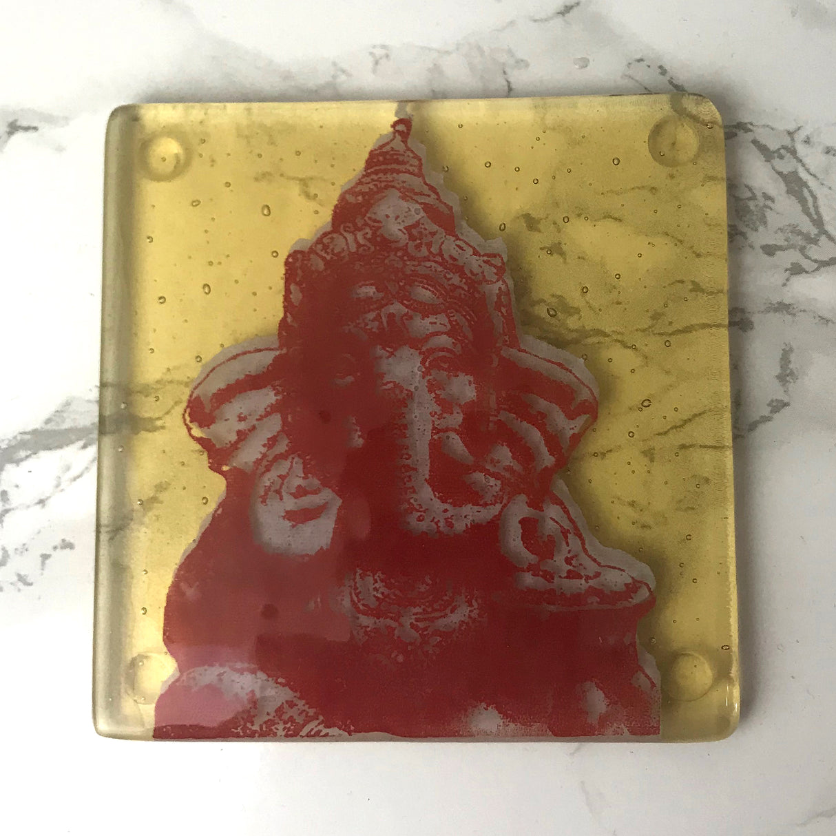 Ganesha Fused Glass 4" Single Coaster