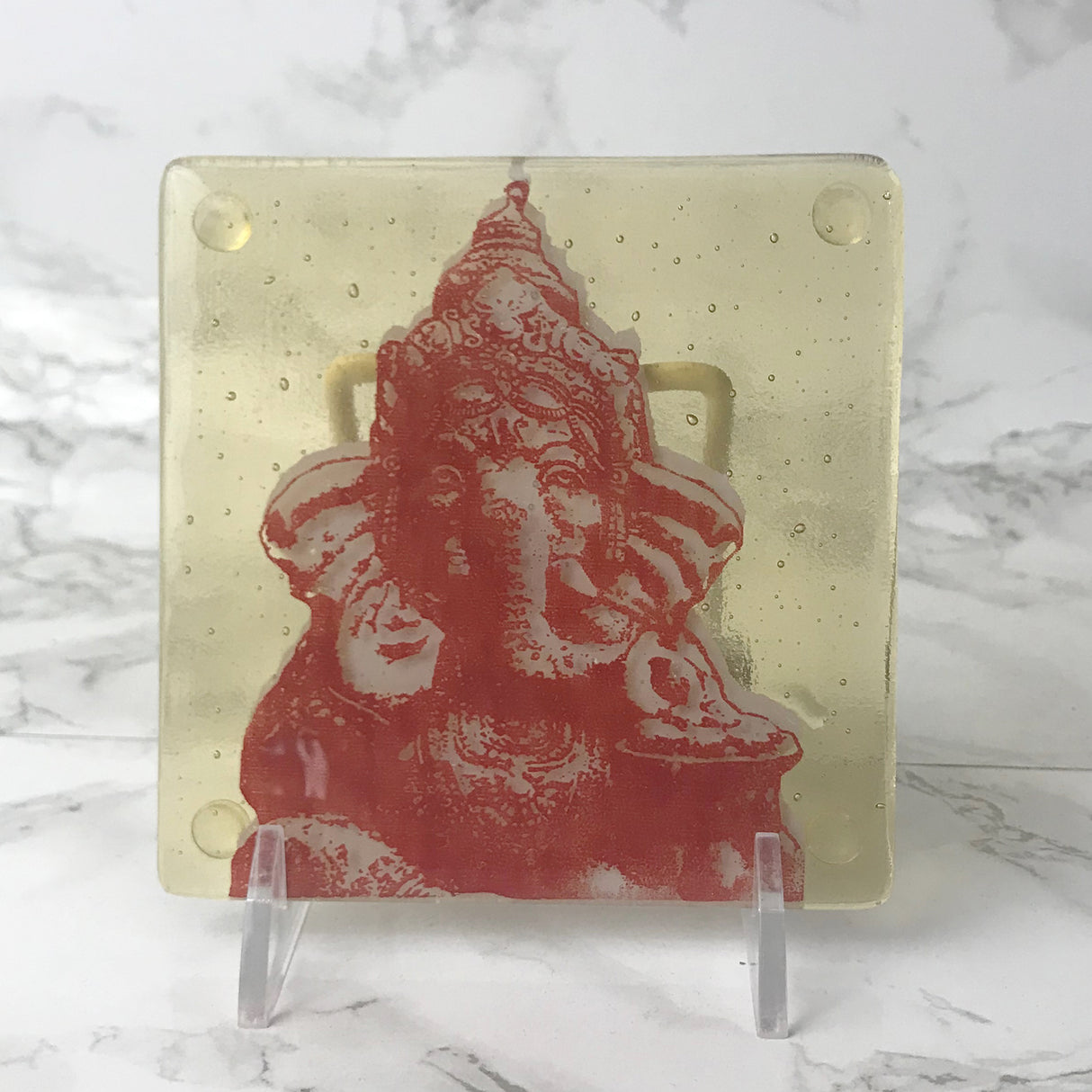 Ganesha Fused Glass 4" Single Coaster