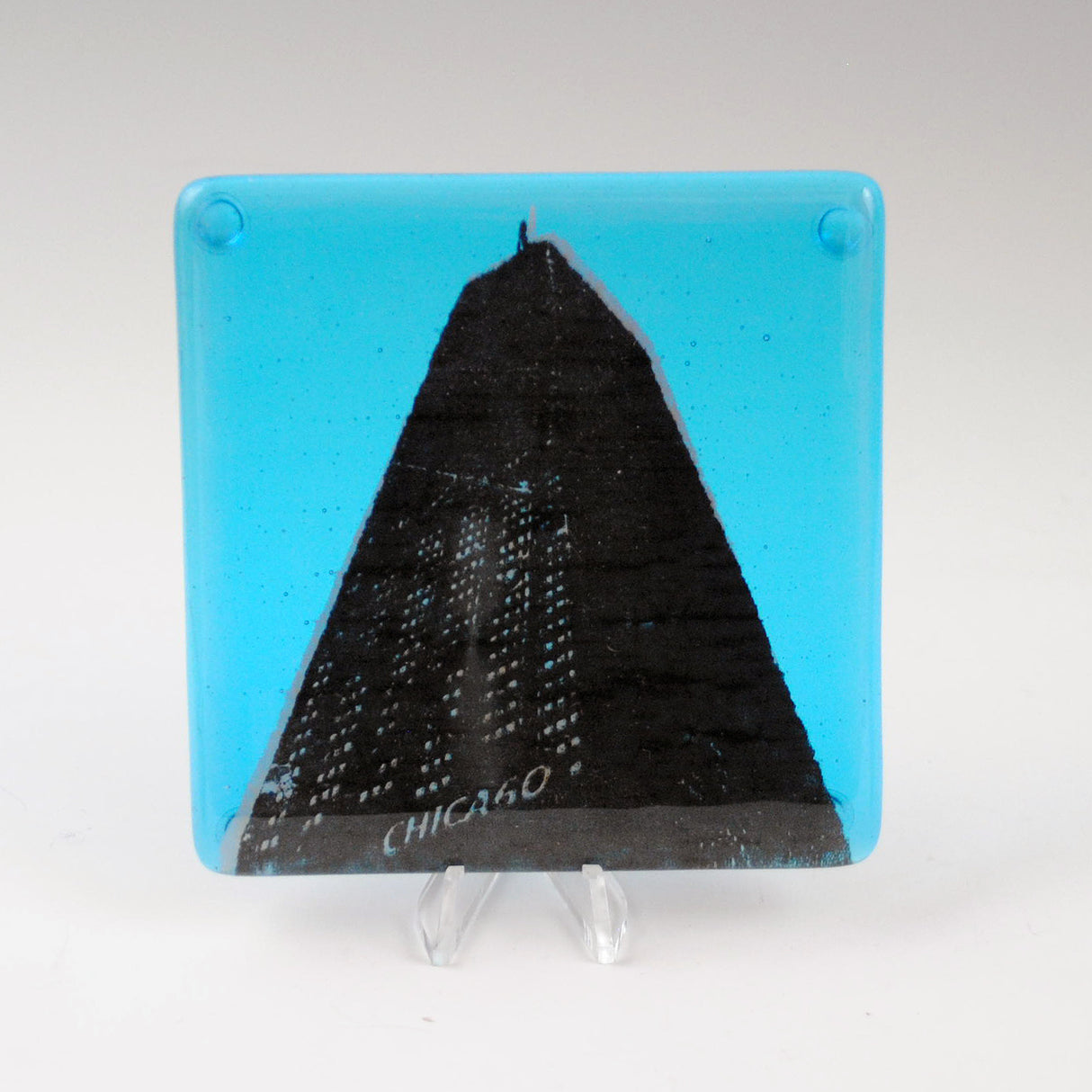 Chicago Hancock Building Fused Glass 4" Single Coaster