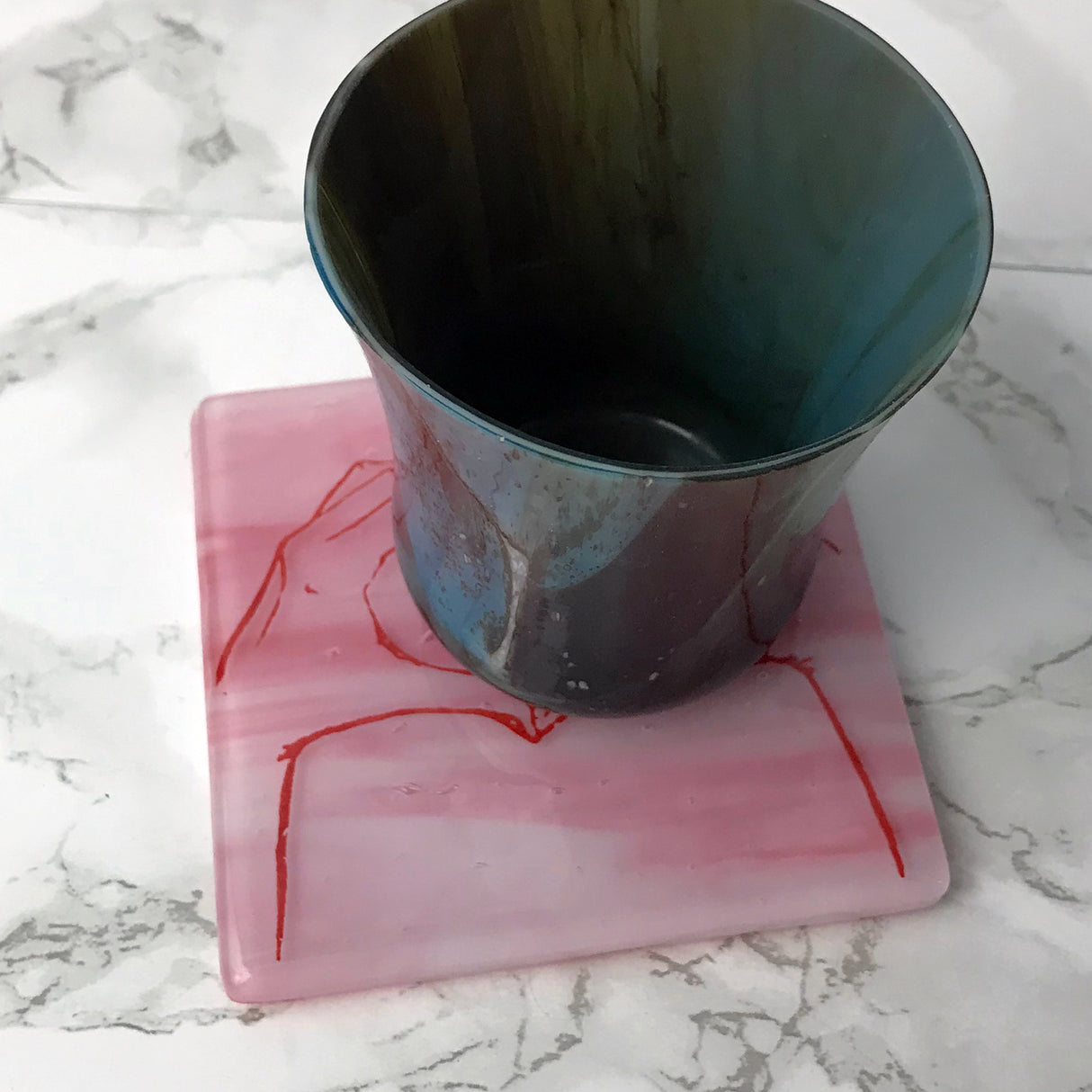 Heart Hands Fused Glass 4" Single Coaster (discontinued color)