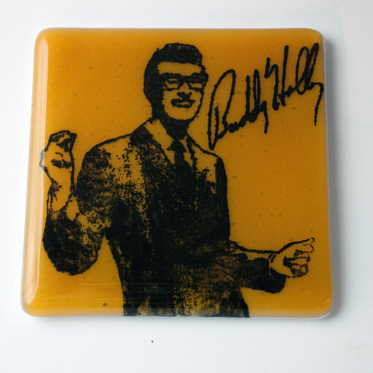 Buddy Holly  Fused Glass 4" Single Coaster