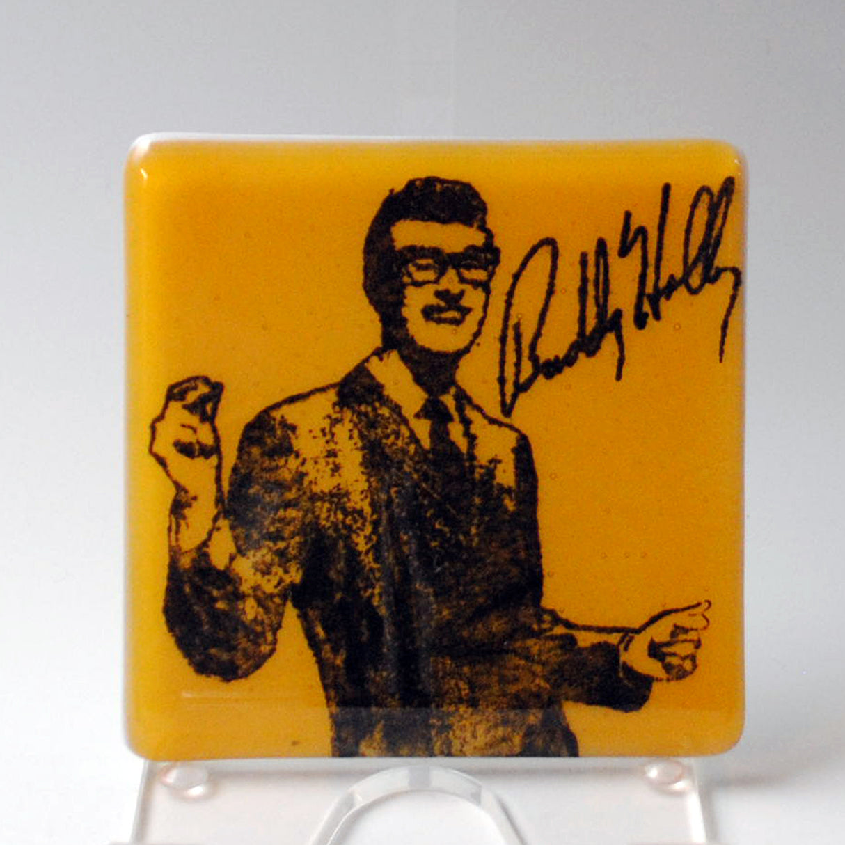 Buddy Holly  Fused Glass 4" Single Coaster
