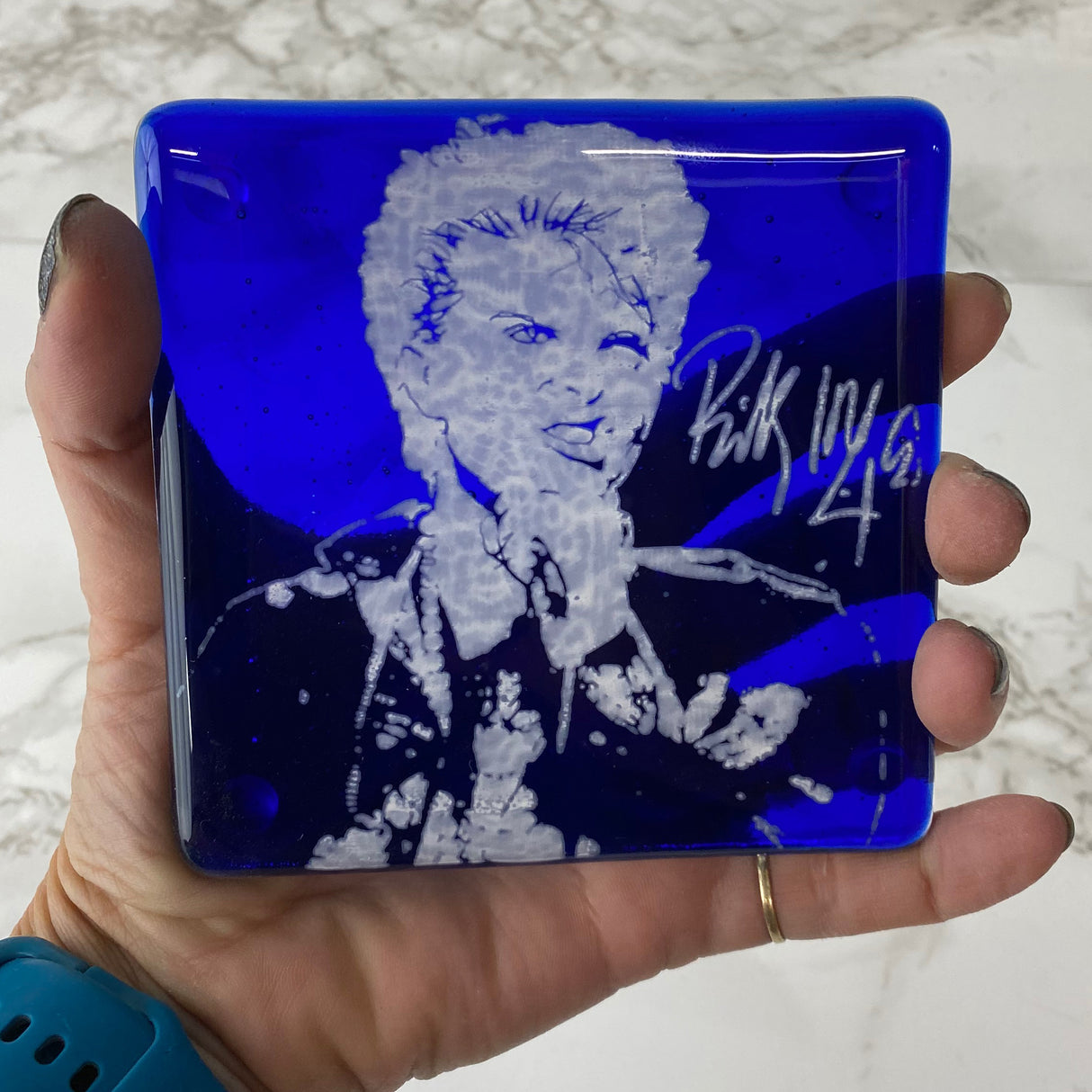 Billy Idol Fused Glass 4" Single Coaster